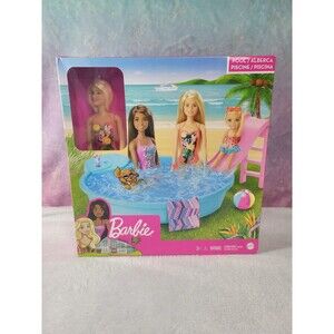 Barbie 11.5 Inch Pool Playset Slide Doll Accessories Mattel NIB